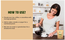 Load image into Gallery viewer, Moringa Seed and Leaf Powder in (20:80) ratio. One Powder with Two Benefits.