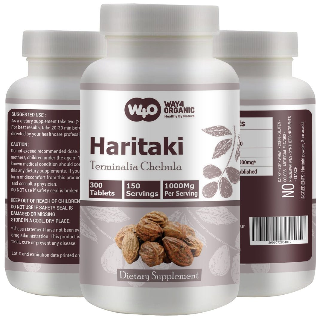 Haritaki Capsules (Tablets) – Terminalia Chebula, 300 Pills, 150 Servings, 1000 mg