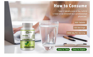 Amla Fruit Extract Capsules (Tablets) - 300 Pills, 150 Servings, 1000 mg, Amalaki Fruit