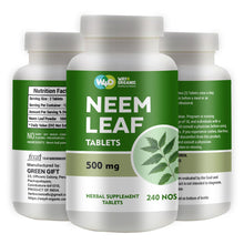 Load image into Gallery viewer, Neem Tablets - 100% Pure (Azadirachta Indica) (240 Count - 500mg) 120 Days Supply
