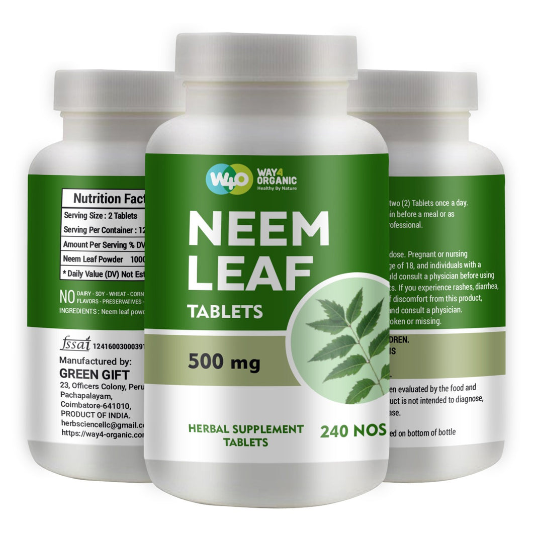 Neem Tablets - 100% Pure (Azadirachta Indica) (240 Count - 500mg) 120 Days Supply