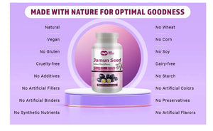 Jamun Seed Capsules (Tablets) - 300 Pills, 150 Servings, 1000 mg- (Indian BlackBerry - Eugenia Jambolana)