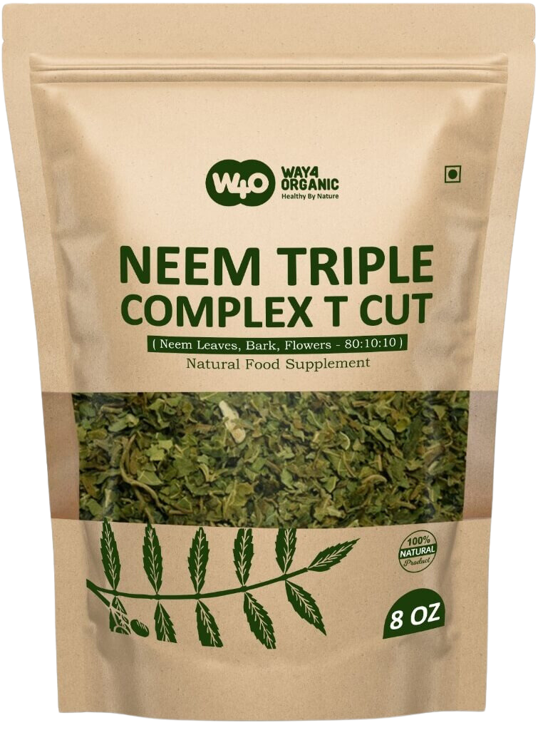 Neem Triple Complex T Cut (Not Powder), Good to Make Fresh Neem Leaf Tea 8 Ounces, Neem Leaves, Bark, Flower in Ratio(80:10:10)