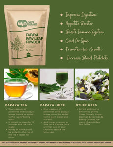 Papaya Leaf Powder 16 Ounces(1 Pound), Dried from Fresh Green Leaves, Good to make Tea, juice extract, 100% Leaves Powder(No Fruit, No Seeds) - WAY 4 ORGANIC W4O