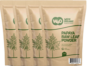 Papaya Leaf Powder 16 Ounces(1 Pound), Dried from Fresh Green Leaves, Good to make Tea, juice extract, 100% Leaves Powder(No Fruit, No Seeds) - WAY 4 ORGANIC W4O